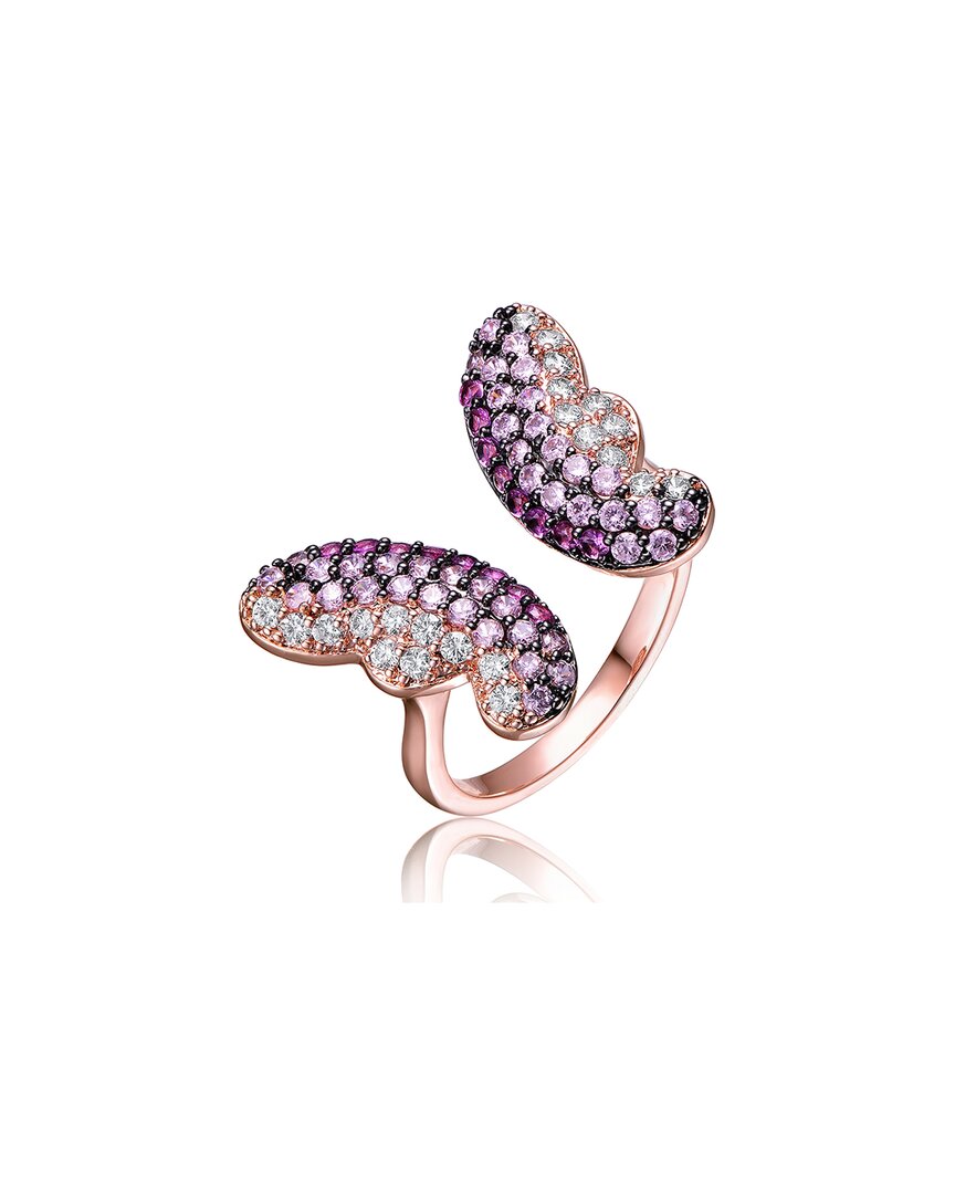 Genevive Two-tone Plated Cz Butterfly Ring