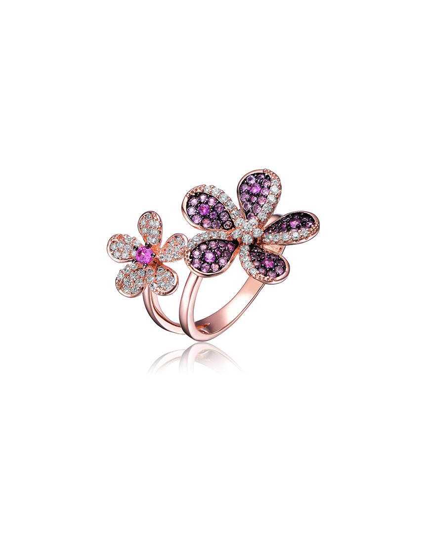 Genevive Two-tone Plated Cz Flower Ring