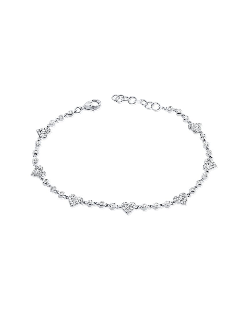 Sabrina Designs 14k 0.79 Ct. Tw. Diamond Heart Station Bracelet