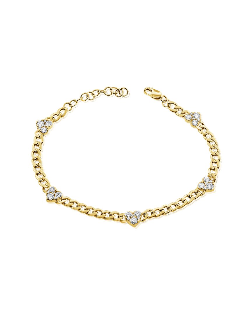 Sabrina Designs 14k 1.15 Ct. Tw. Diamond Heart & Curb Link Bracelet