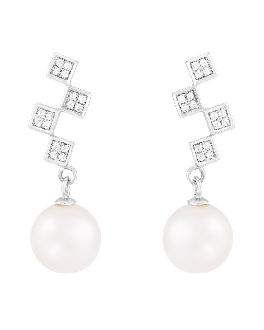 Splendid Pearls Silver 10-11mm Pearl Dangle Earrings