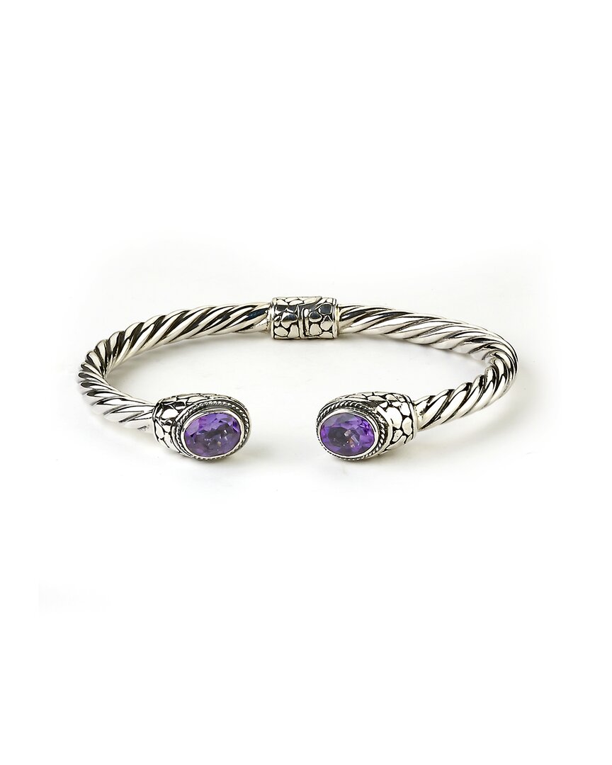 Samuel B. Silver 3.30 Ct. Tw. Amethyst Twisted Cable Bangle Bracelet