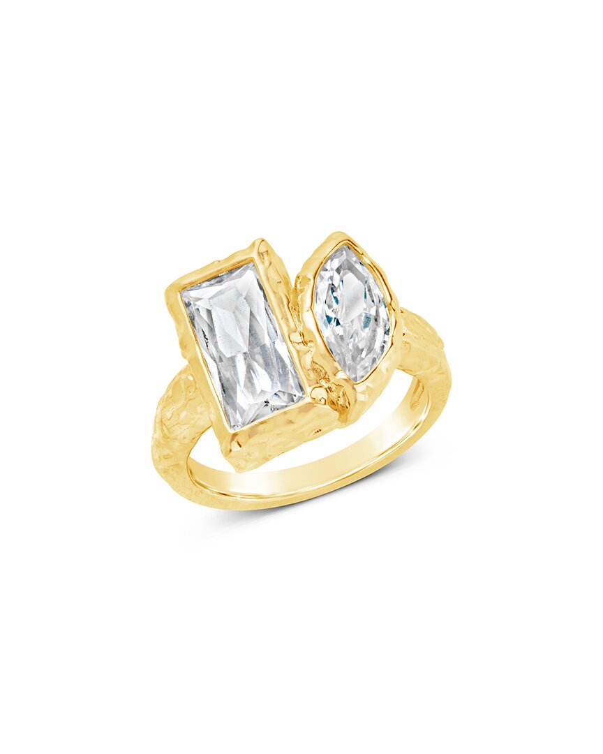 Sterling Forever 14k Plated Cz Tate Toi Et Moi Ring