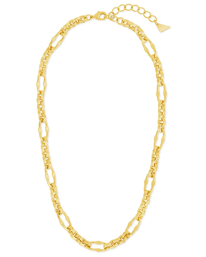Sterling Forever 14k Plated Tegan Textured Long Link Necklace