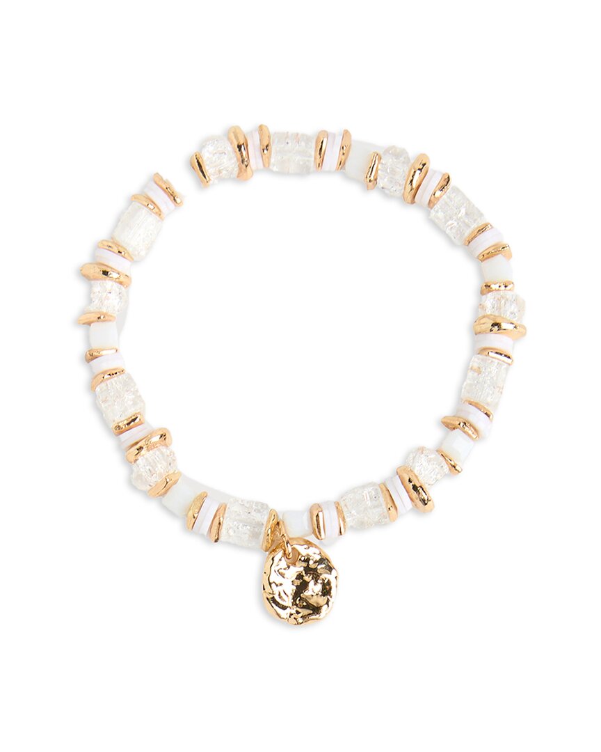 Saachi Beaded Stretch Hammer Bracelet In White