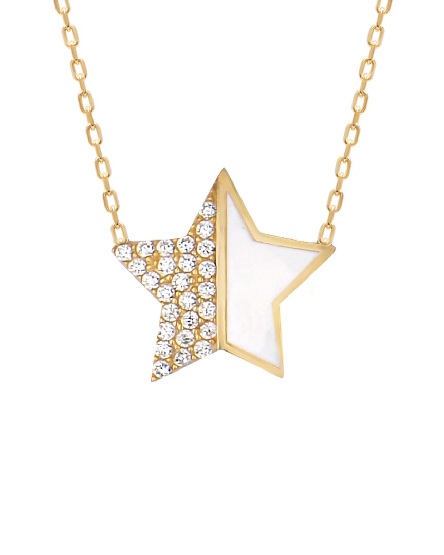 Gabi Rielle Merry & Bright 14k Over Silver Cz Star Necklace