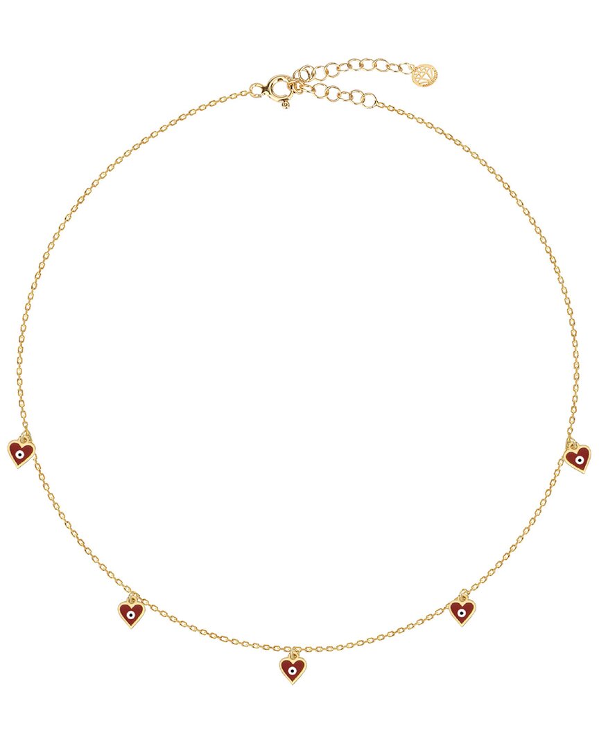 Gabi Rielle Merry & Bright 14k Over Silver Cz Evil Eye Heart Necklace