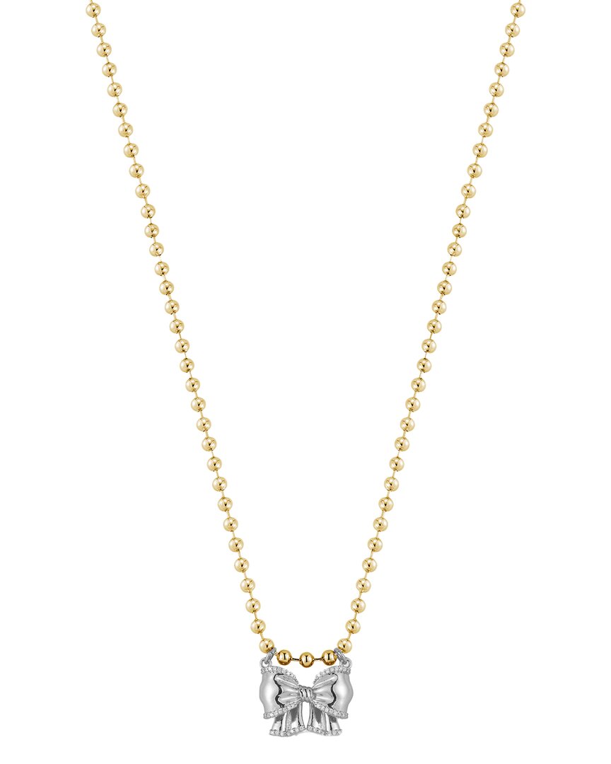 Chloe & Madison Chloe And Madison Jewelry Plated Cz Bow Necklace In Gold