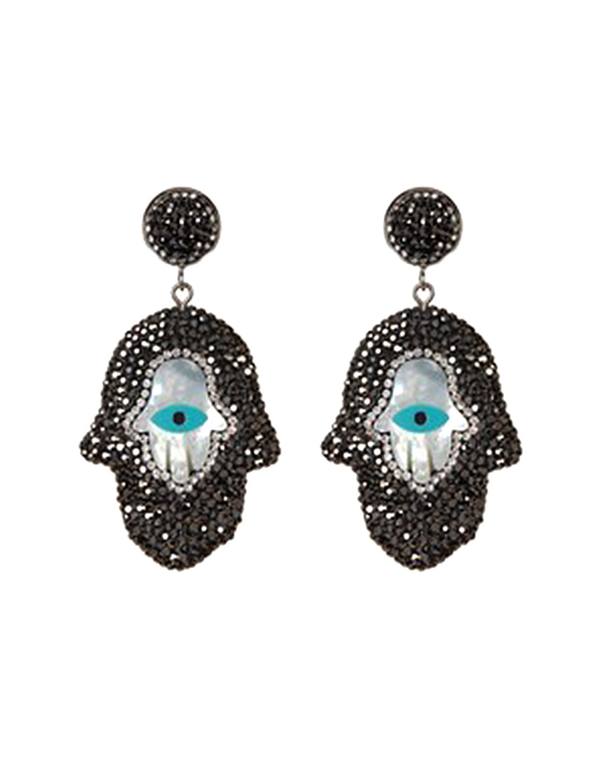 Eye Candy La Pave Crystal Hamsa Earring
