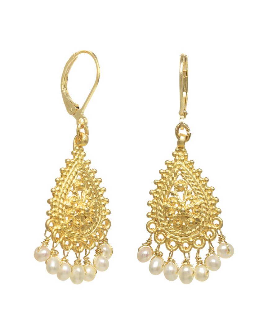 Shop Rachel Reinhardt 22k Plated 2-3mm Pearl Chandelier Earrings