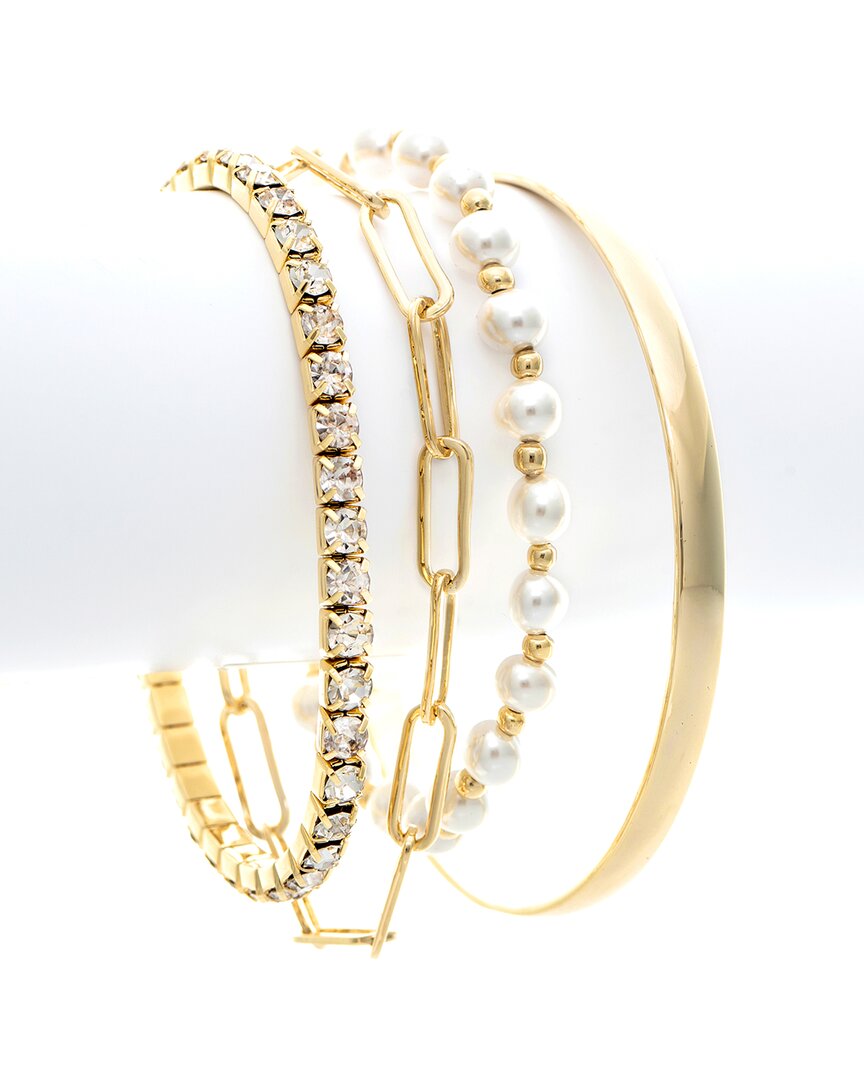 Rivka Friedman 18k Plated Cz Set Of 4 Bracelet