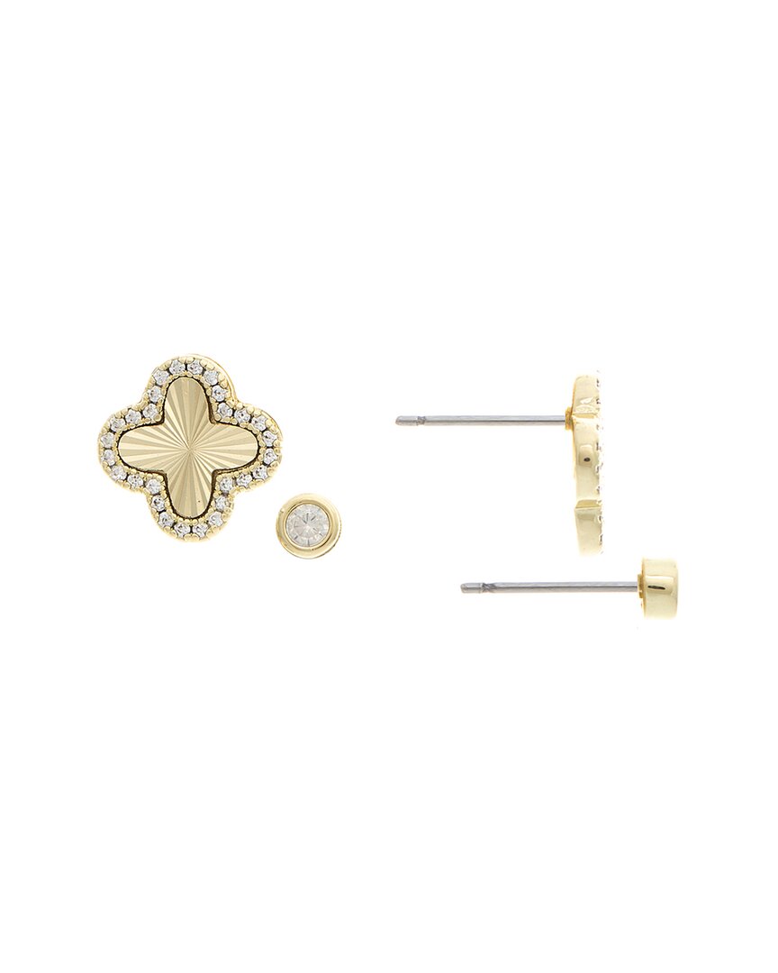 Rivka Friedman 18k Plated Cz Clover Earrings