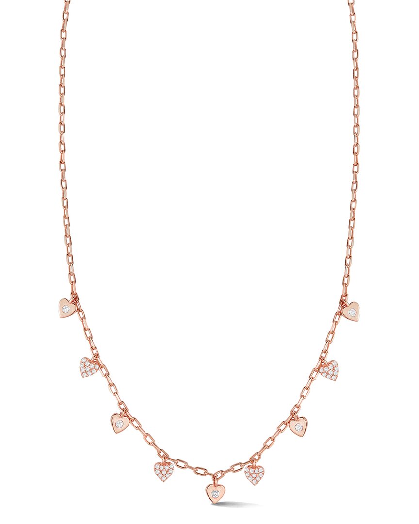 Sphera Milano 14k Rose Gold Vermeil Cz Heart Charm Necklace