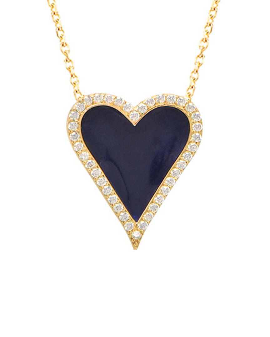 Gabi Rielle 22k Gold Over Silver Cz & Enamel Heart Necklace