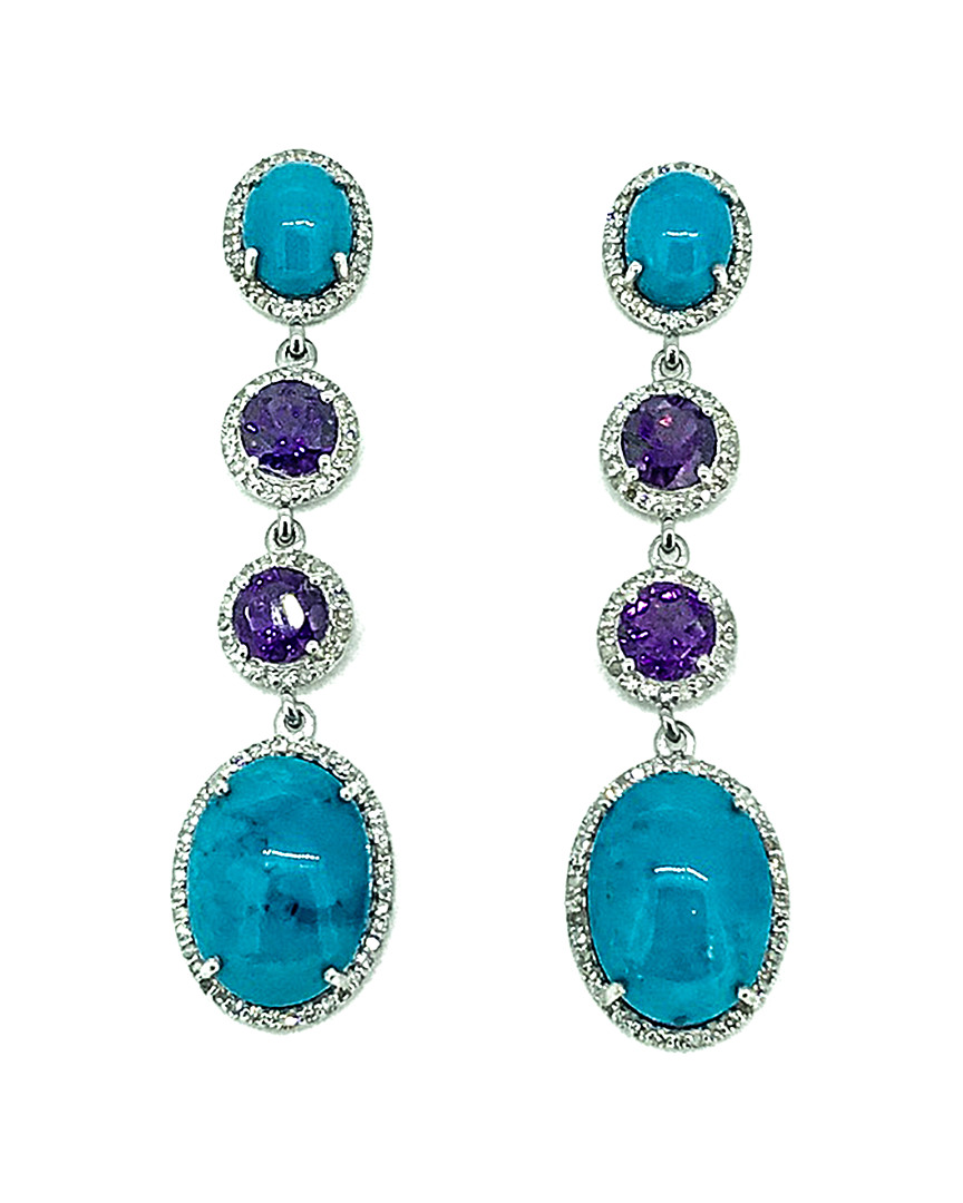 Arthur Marder Fine Jewelry Dnu Discontinued  Silver 1.77 Ct. Tw. Diamond & Gemstone Drop Earrings