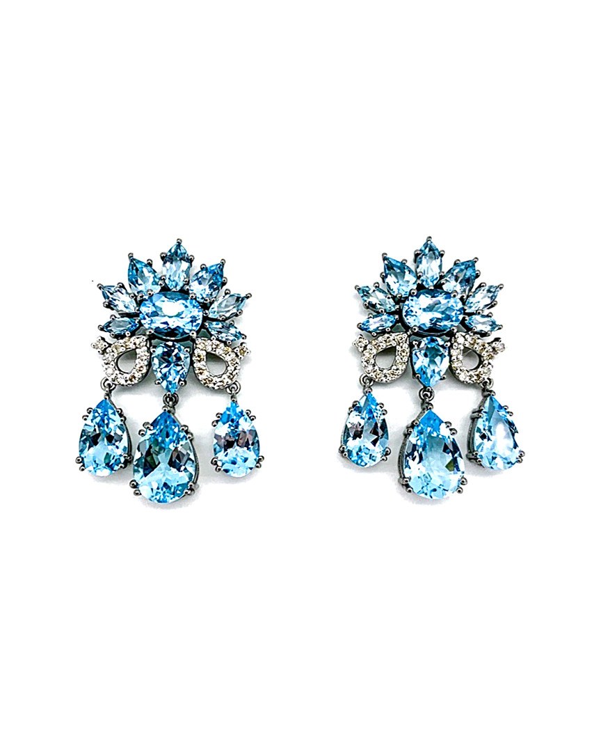 Image of Arthur Marder Fine Jewelry Silver . ct. tw. Diamond & Blue Topaz Earrings