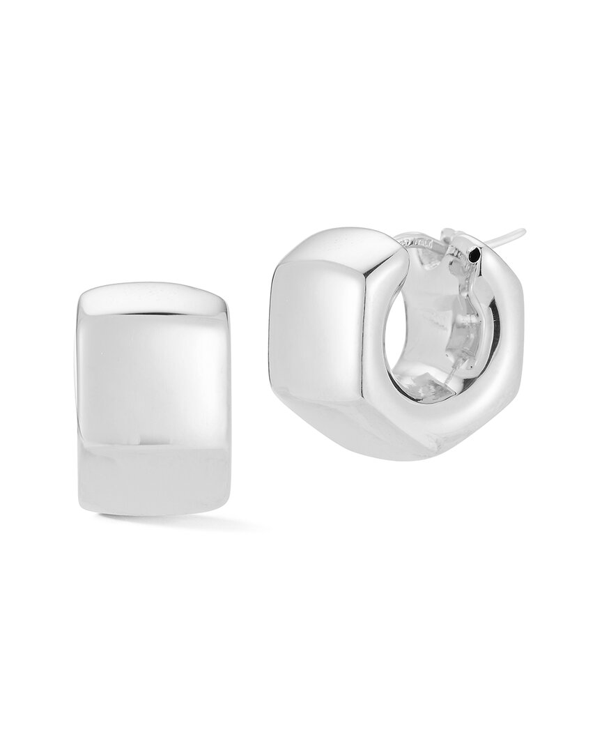 Sphera Milano Silver Hollow Hexagon Chunky Hoops