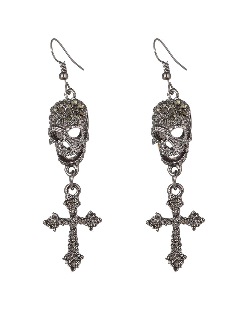Eye Candy La Crystal Double Skull Drop Earrings