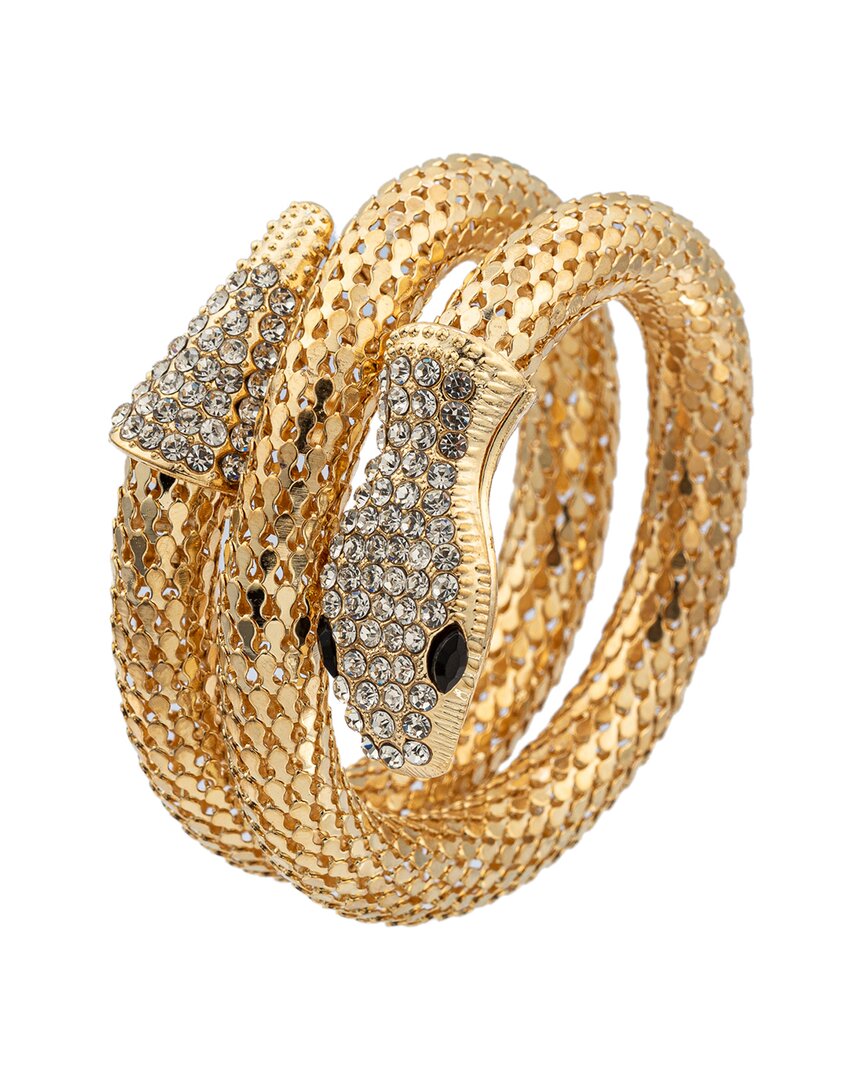 Shop Eye Candy La Crystal Snake Wrap Bracelet In Gold