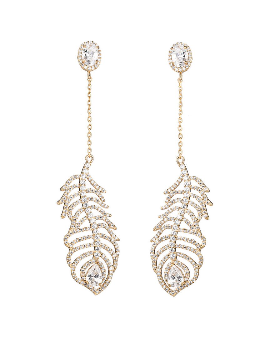 Eye Candy La Cz Feather Drop Earrings