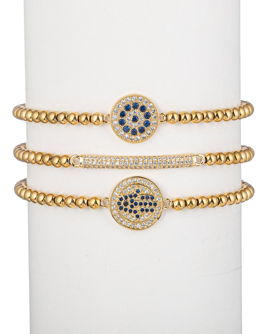 Eye Candy La Luca Titanium Cz 3pc Stretch Bracelet Set