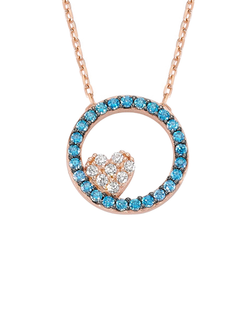 Amorium 18k Rose Gold Vermeil Cz Circle & Heart Necklace