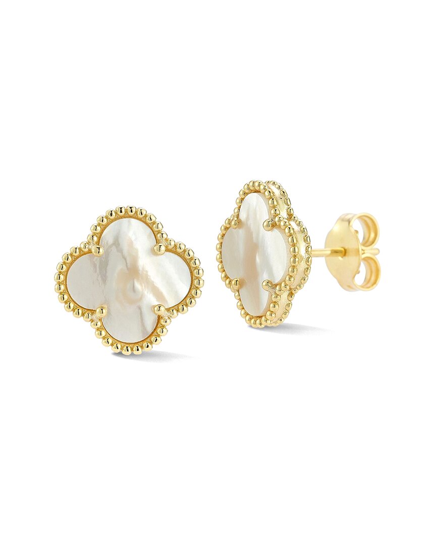 Sphera Milano 14k Over Silver Pearl Clover Studs N