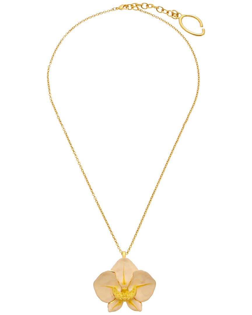 Oscar De La Renta Orchid Necklace In Gold