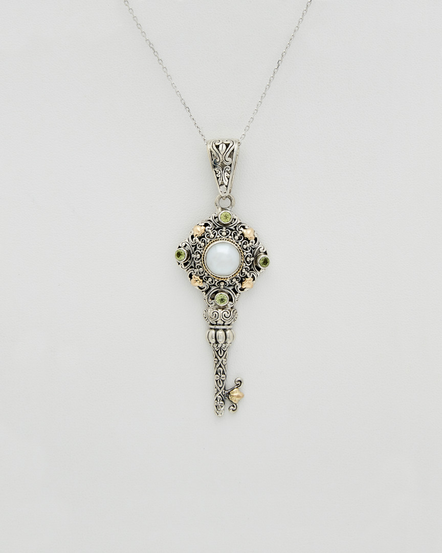 Phillip Gavriel 18k & Silver Peridot & 10mm Pearl Necklace