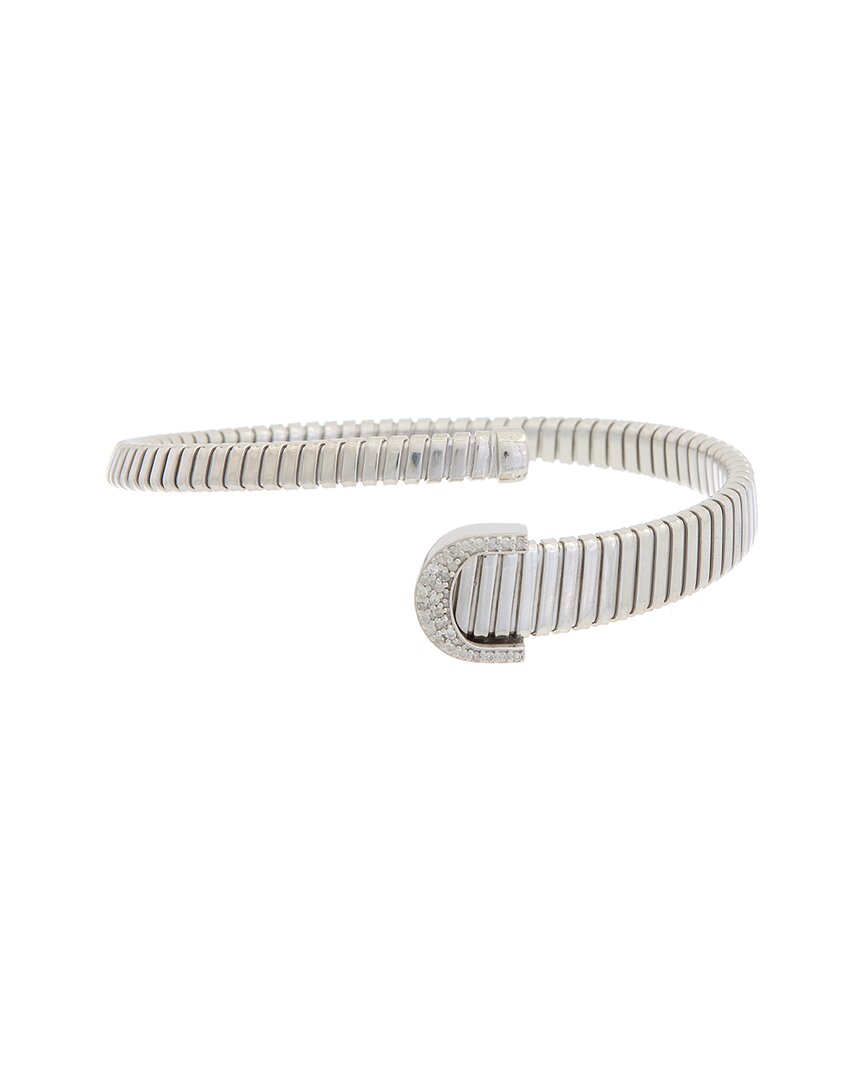 Meshmerise 18k Over Silver 0.18 Ct. Tw. Diamond Goose Bangle Bracelet