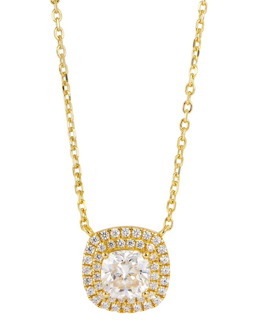 Savvy Cie 18k Over Silver Double Halo Necklace