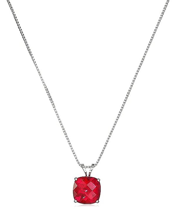 MaxColor Silver 2.25 ct. tw. Lab-Grown Ruby Pendant Necklace