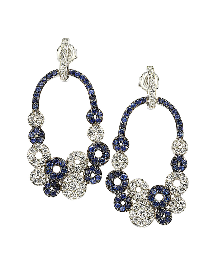 Suzy Levian 18k & Silver 5.44 Ct. Tw. Sapphire Earrings
