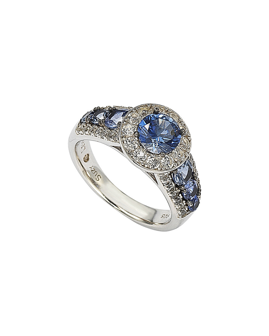 Shop Suzy Levian Silver 3.61 Ct. Tw. Diamond & Sapphire Ring