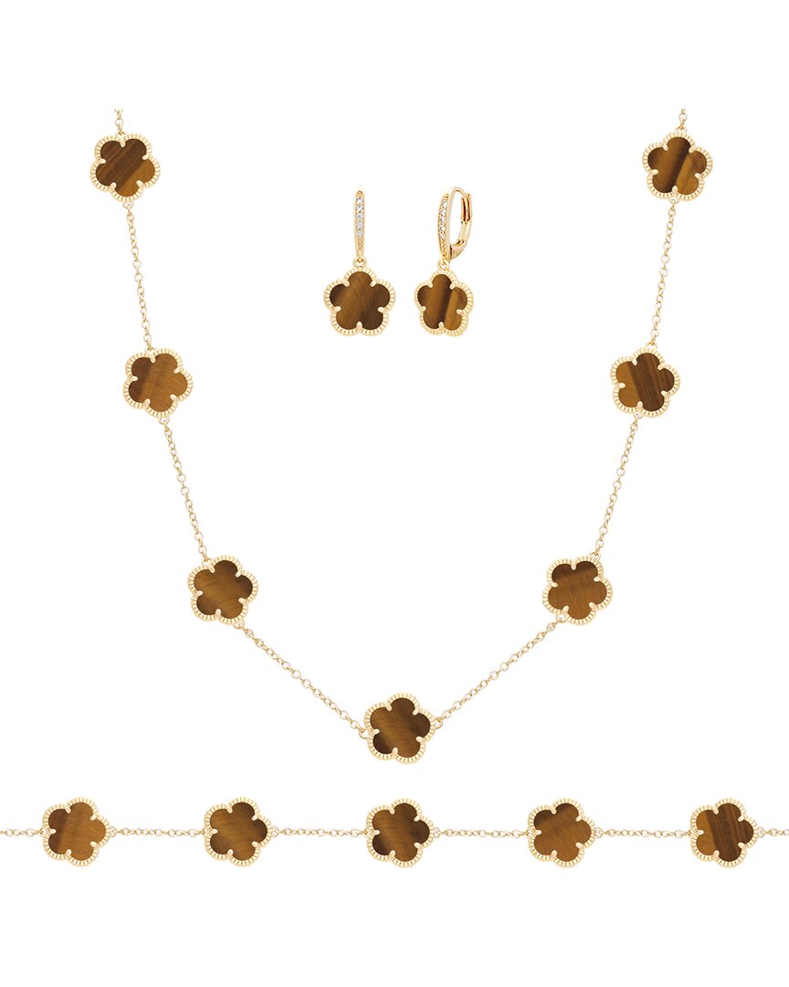 Jankuo 14k Plated Tiger Eye Cz Bracelet