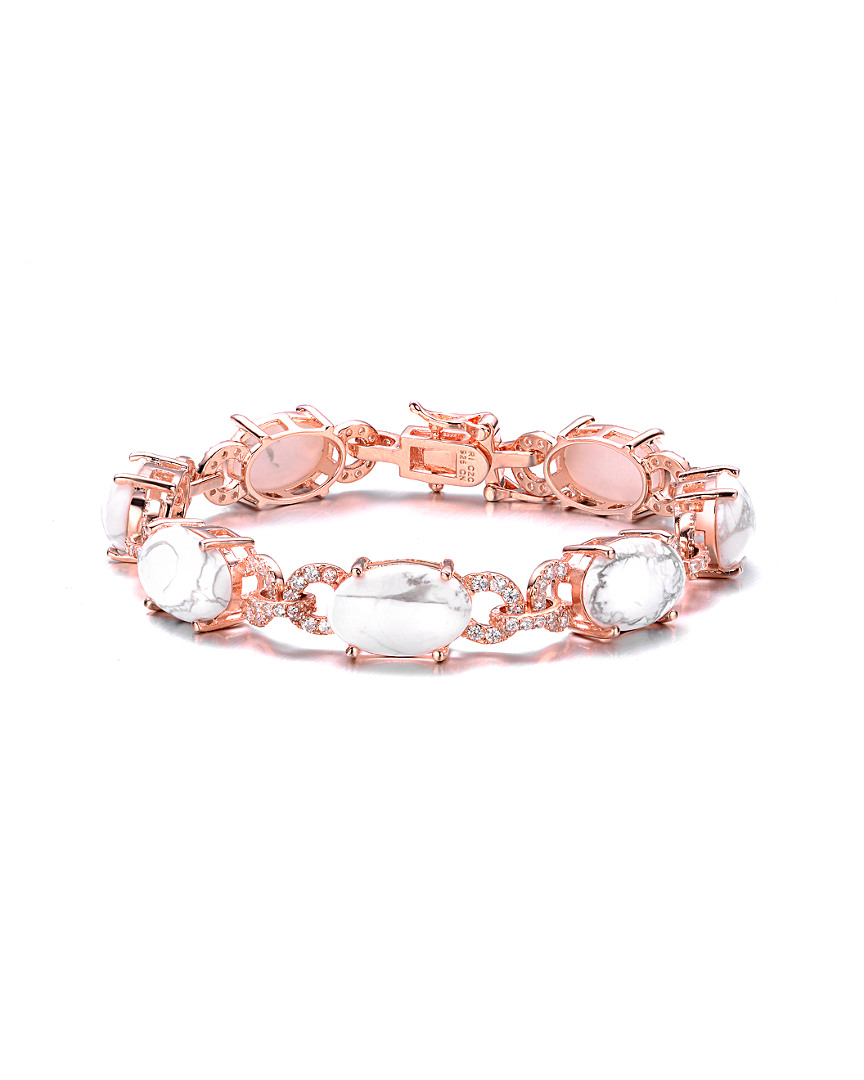 Genevive 14k Rose Gold Vermeil Cz & Howlite Bracelet