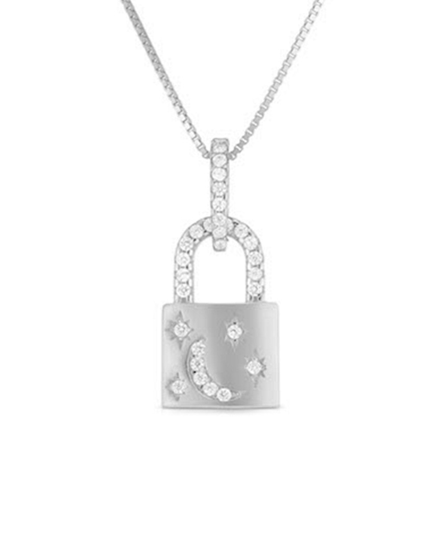 Sphera Milano 14k Over Silver Cz Pendant Necklace In Metallic