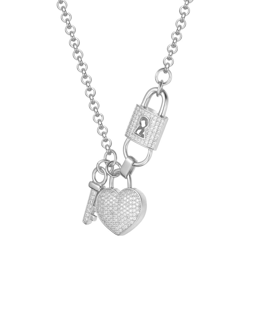 Genevive Silver Diamond Cz Chain Necklace
