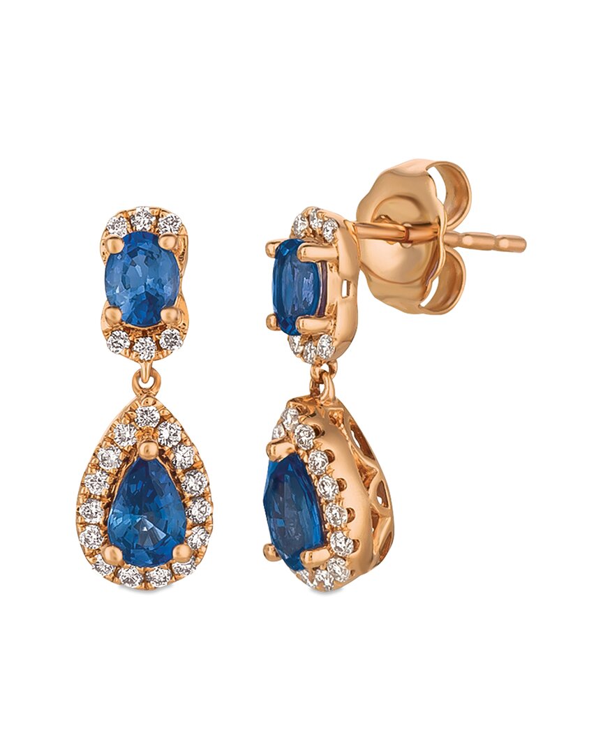 Le Vian 14k 1.00 Ct. Tw. Diamond & Blueberry Sapphire Dangle Earrings In Blue