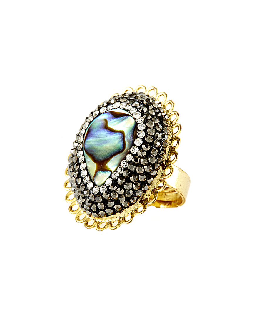 Eye Candy La Abalone Shell With Hematite Ring In Nocolor