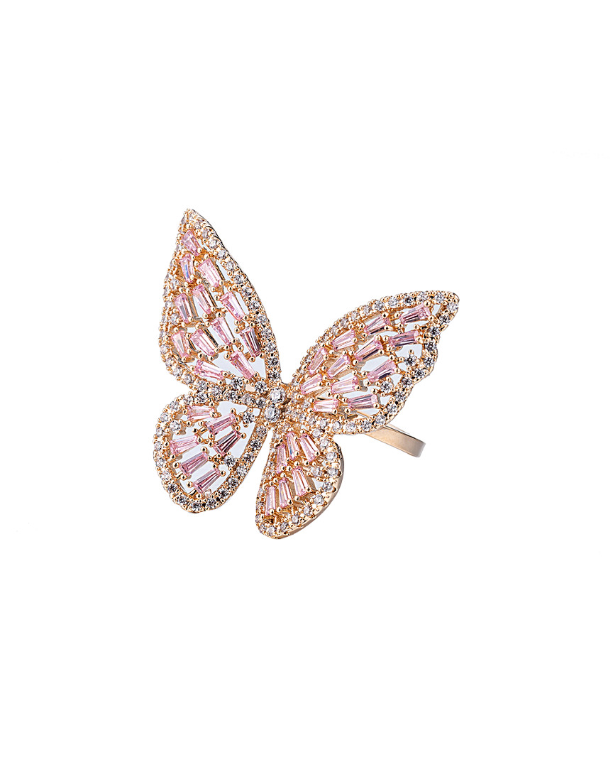 Eye Candy La Rose Gold Plated Stunning Cz Butterfly Ring