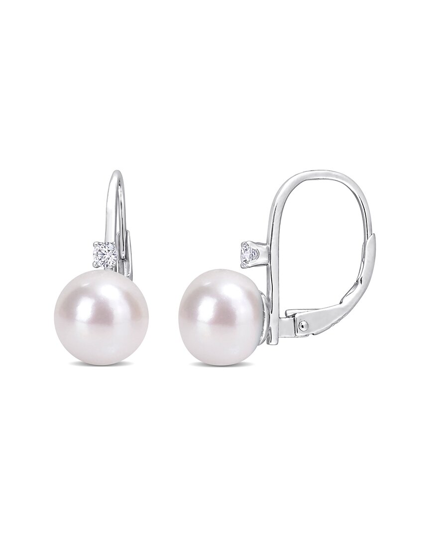 RINA LIMOR RINA LIMOR SILVER 9-9.5MM PEARL CZ EARRINGS