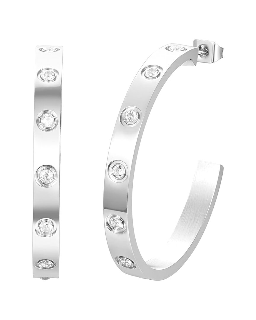 Liv Oliver 18k Cz Large Hoops In Silver