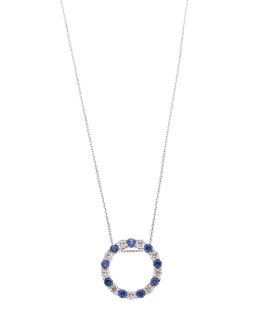 Suzy Levian Diamond & Sapphire Open Circle Necklace