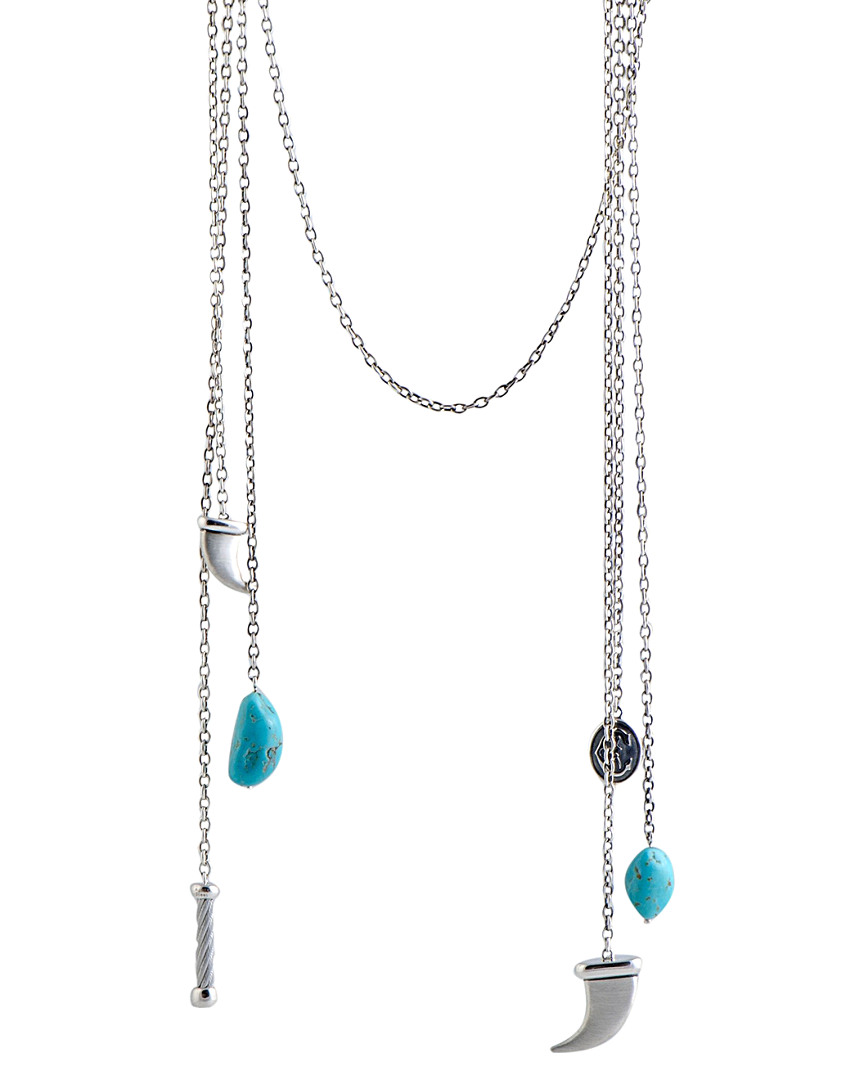 Charriol Stainless Steel Turquoise 36in Necklace