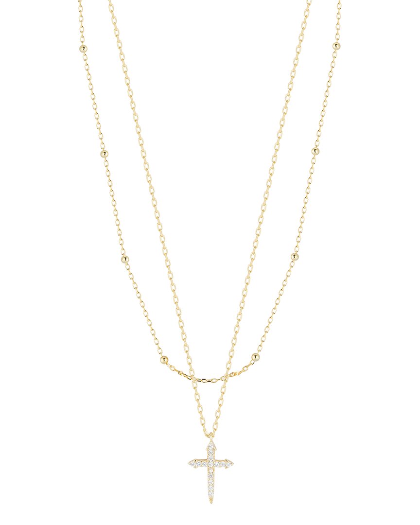 Glaze Jewelry 14k Over Silver Diamond Cz Cross Layered Necklace