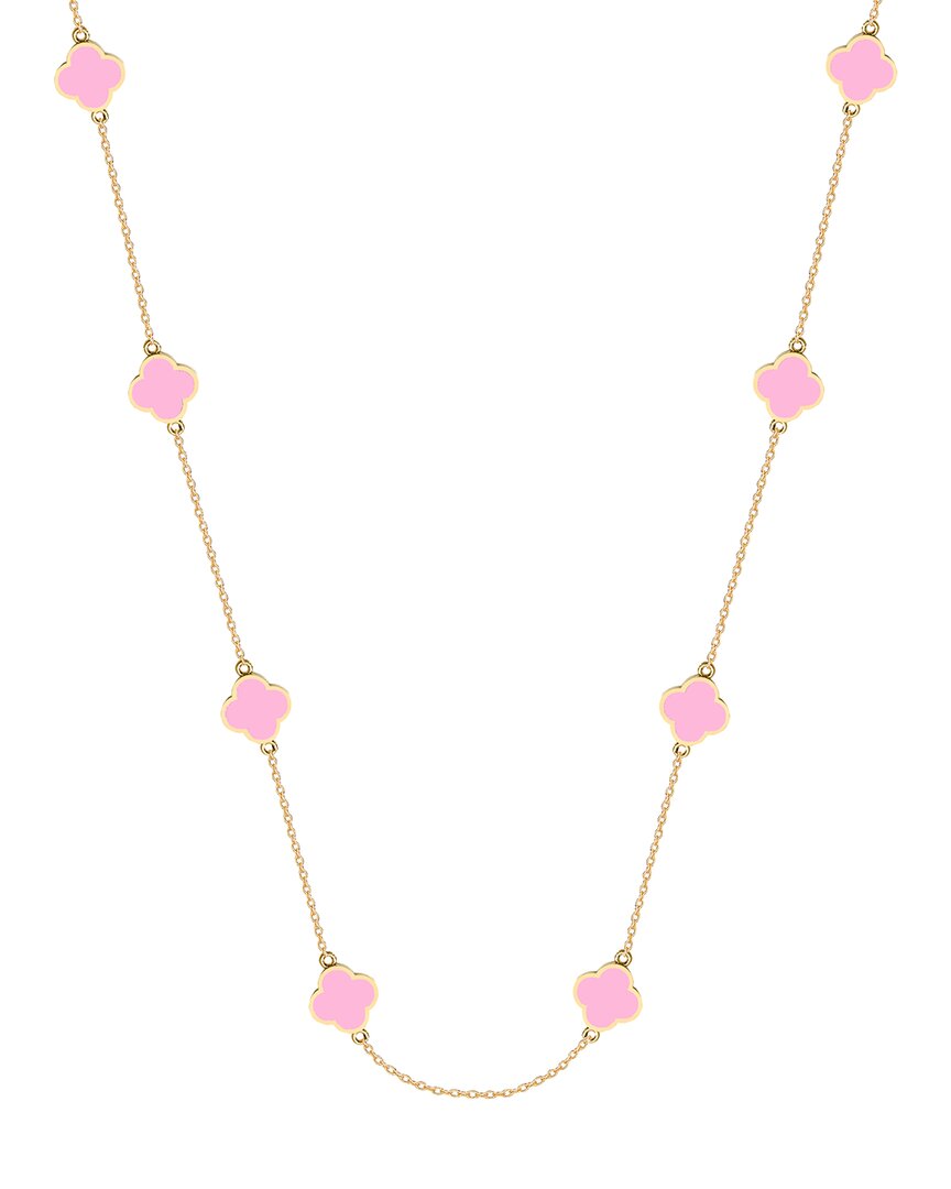 Gabi Rielle 14k Over Silver Pink Agate Pendant Necklace