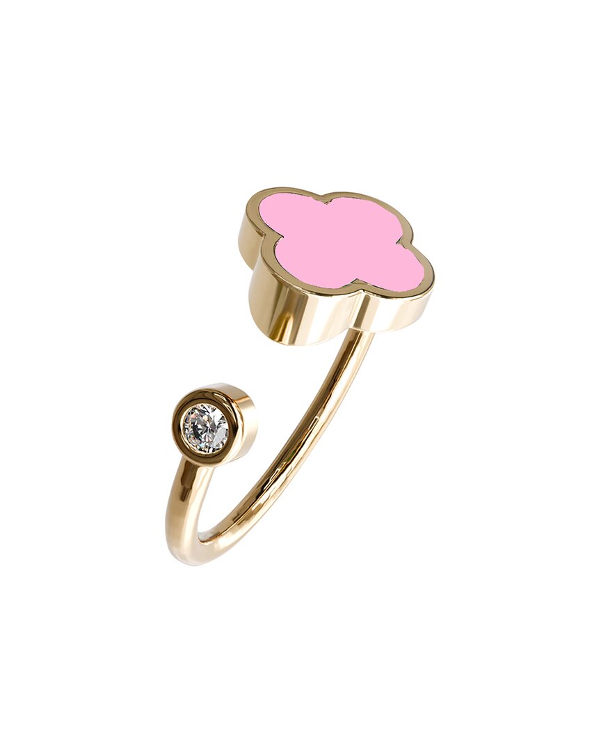 Gabi Rielle 14k Over Silver Pink Agate Cz Stackable Ring