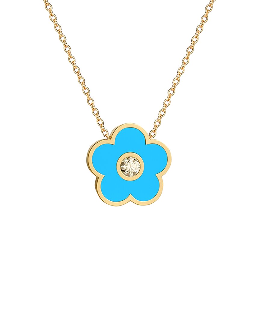 Gabi Rielle 14k Over Silver Turquoise Agate Cz Stackable Necklace