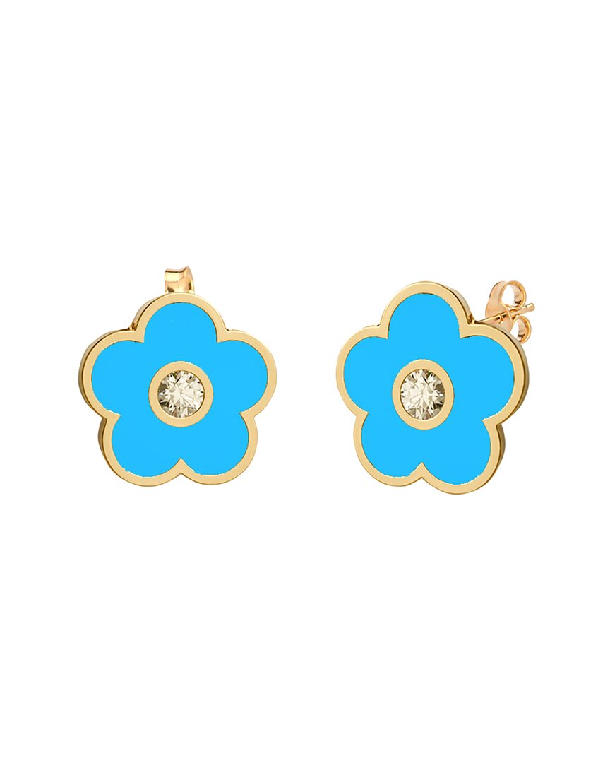 Gabi Rielle 14k Over Silver Turquoise Agate Cz Stackable Earrings